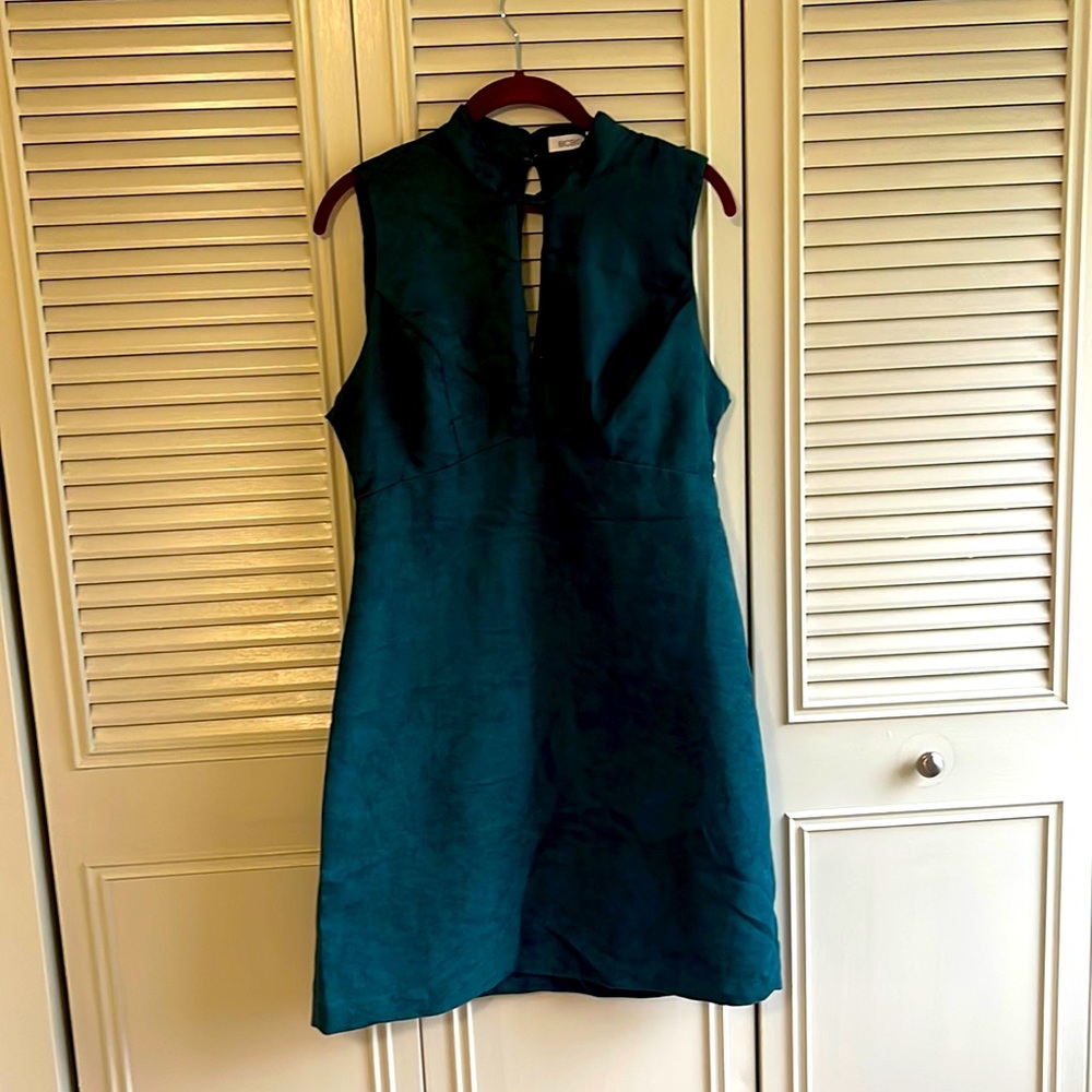 BCBG dress. Size 8. Dark green suede dress.